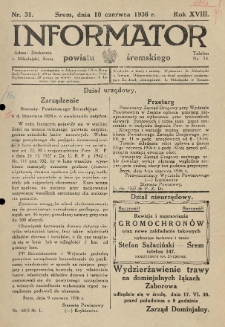 Informator Powiatu Śremskiego. 1936.06.10 R.18 Nr 31