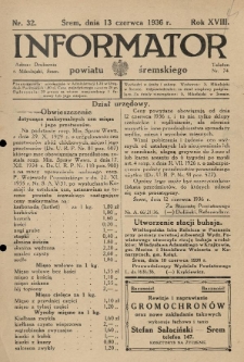 Informator Powiatu Śremskiego. 1936.06.13 R.18 Nr 32
