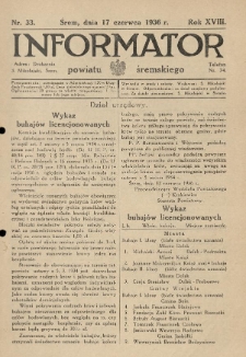 Informator Powiatu Śremskiego. 1936.06.17 R.18 Nr 33