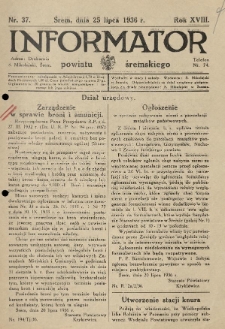 Informator Powiatu Śremskiego. 1936.07.25 R.18 Nr 37
