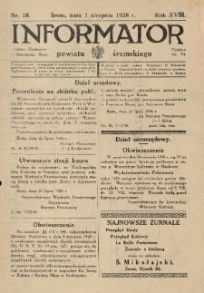 Informator Powiatu Śremskiego. 1936.08.01 R.18 Nr 38