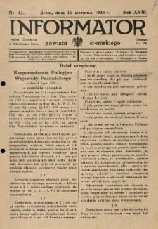 Informator Powiatu Śremskiego. 1936.08.19 R.18 Nr 41