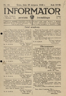 Informator Powiatu Śremskiego. 1936.08.29 R.18 Nr 42