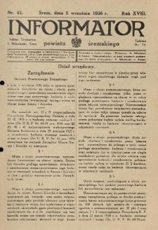 Informator Powiatu Śremskiego. 1936.09.05 R.18 Nr 43