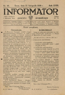 Informator Powiatu Śremskiego. 1936.11.21 R.18 Nr 48