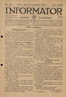 Informator Powiatu Śremskiego. 1936.11.28 R.18 Nr 49
