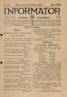 Informator Powiatu Śremskiego. 1936.12.12 R.18 Nr 51