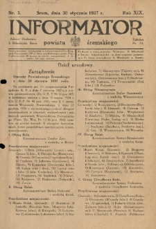 Informator Powiatu Śremskiego. 1937.01.30 R.19 Nr 3