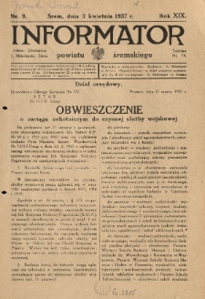 Informator Powiatu Śremskiego. 1937.04.03 R.19 Nr 9