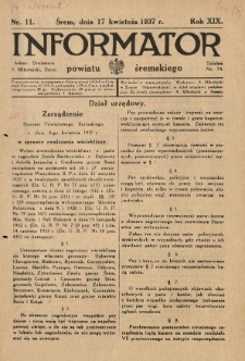 Informator Powiatu Śremskiego. 1937.04.17 R.19 Nr 11