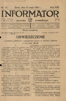 Informator Powiatu Śremskiego. 1937.05.12 R.19 Nr 13