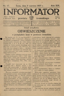 Informator Powiatu Śremskiego. 1937.06.09 R.19 Nr 17