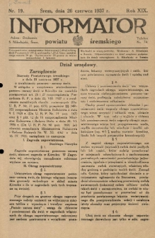 Informator Powiatu Śremskiego. 1937.06.26 R.19 Nr 19