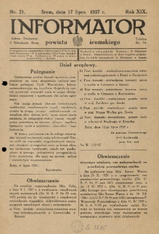 Informator Powiatu Śremskiego. 1937.07.17 R.19 Nr 21