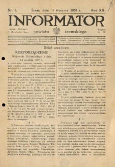 Informator Powiatu Śremskiego. 1938.01.01 R.20 Nr 1