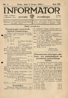 Informator Powiatu Śremskiego. 1938.02.05 R.20 Nr 3