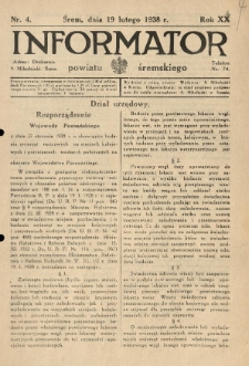 Informator Powiatu Śremskiego. 1938.02.19 R.20 Nr 4