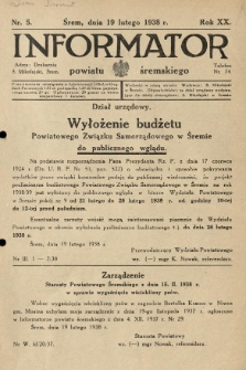 Informator Powiatu Śremskiego. 1938.02.19 R.20 Nr 5