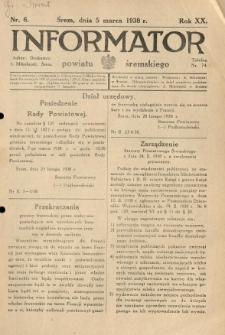 Informator Powiatu Śremskiego. 1938.03.05 R.20 Nr 6