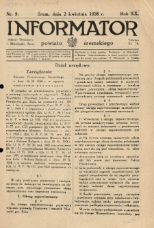 Informator Powiatu Śremskiego. 1938.04.02 R.20 Nr 9