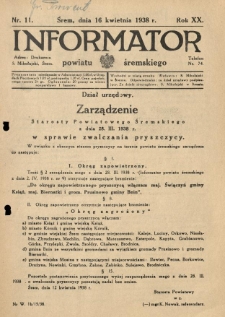 Informator Powiatu Śremskiego. 1938.04.16 R.20 Nr 11