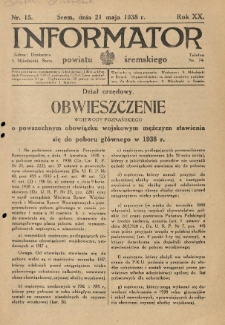 Informator Powiatu Śremskiego. 1938.05.21 R.20 Nr 15
