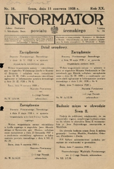 Informator Powiatu Śremskiego. 1938.06.11 R.20 Nr 18