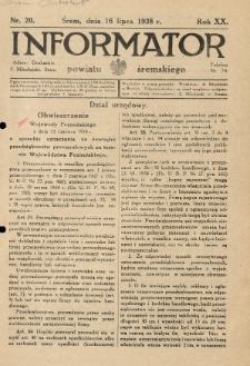 Informator Powiatu Śremskiego. 1938.07.16 R.20 Nr 20