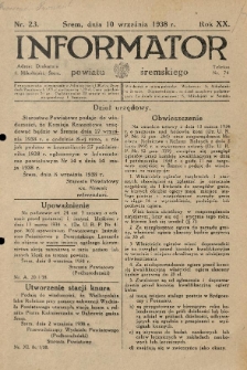 Informator Powiatu Śremskiego. 1938.09.10 R.20 Nr 23