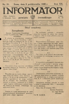 Informator Powiatu Śremskiego. 1938.10.08 R.20 Nr 25