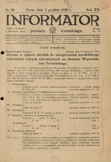 Informator Powiatu Śremskiego. 1938.12.03 R.20 Nr 30