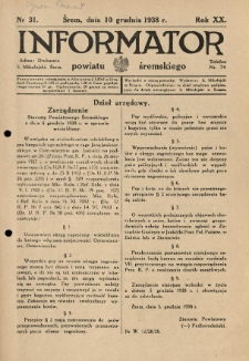 Informator Powiatu Śremskiego. 1938.12.10 R.20 Nr 31