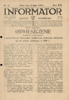 Informator Powiatu Śremskiego. 1939.05.06 R.21 Nr 10