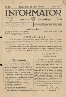 Informator Powiatu Śremskiego. 1939.07.22 R.21 Nr 18
