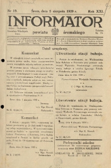 Informator Powiatu Śremskiego. 1939.08.05 R.21 Nr 19