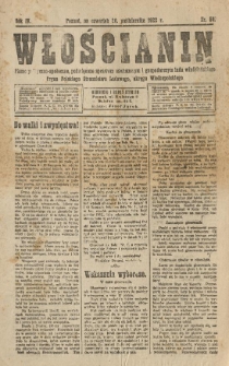 Włościanin : pismo polityczno-społeczne, poświęcone sprawom oświatowym i gospodarczym ludu włościańskiego. Organ Polskiego Stronnictwa Ludowego, okręgu Wielkopolskiego. 1922.10.26 R.4 Nr 59