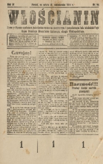 Włościanin : pismo polityczno-społeczne, poświęcone sprawom oświatowym i gospodarczym ludu włościańskiego. Organ Polskiego Stronnictwa Ludowego, okręgu Wielkopolskiego. 1922.10.31 R.4 Nr 61