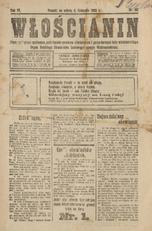 Włościanin : pismo polityczno-społeczne, poświęcone sprawom oświatowym i gospodarczym ludu włościańskiego. Organ Polskiego Stronnictwa Ludowego, okręgu Wielkopolskiego. 1922.11.04 R.4 Nr 63