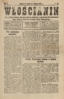 Włościanin : pismo polityczno-społeczne, poświęcone sprawom oświatowym i gospodarczym ludu włościańskiego. Organ Polskiego Stronnictwa Ludowego, okręgu Wielkopolskiego. 1922.11.14 R.4 Nr 67