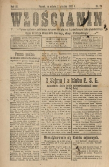 Włościanin : pismo polityczno-społeczne, poświęcone sprawom oświatowym i gospodarczym ludu włościańskiego. Organ Polskiego Stronnictwa Ludowego, okręgu Wielkopolskiego. 1922.12.02 R.4 Nr 75