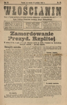 Włościanin : pismo polityczno-społeczne, poświęcone sprawom oświatowym i gospodarczym ludu włościańskiego. Organ Polskiego Stronnictwa Ludowego, okręgu Wielkopolskiego. 1922.12.19 R.4 Nr 82