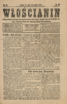 Włościanin : pismo polityczno-społeczne, poświęcone sprawom oświatowym i gospodarczym ludu włościańskiego. Organ Polskiego Stronnictwa Ludowego, okręgu Wielkopolskiego. 1922.12.29 R.4 Nr 85