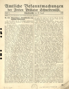 Amtliche Bekanntmachungen der Freien Pr&auml;latur Schneidem&uuml;hl. 1935.08.28 St&uuml;ck 9