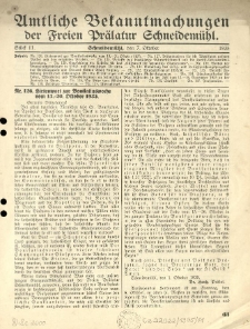 Amtliche Bekanntmachungen der Freien Pr&auml;latur Schneidem&uuml;hl. 1935.10.07 St&uuml;ck 11