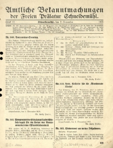 Amtliche Bekanntmachungen der Freien Pr&auml;latur Schneidem&uuml;hl. 1935.11.02 St&uuml;ck 12