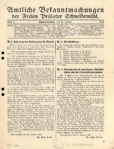 Amtliche Bekanntmachungen der Freien Pr&auml;latur Schneidem&uuml;hl. 1936.01.16 St&uuml;ck 1