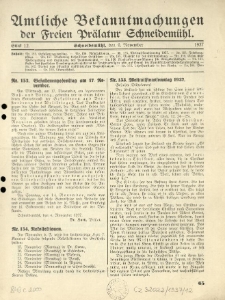 Amtliche Bekanntmachungen der Freien Pr&auml;latur Schneidem&uuml;hl. 1937.11.09 St&uuml;ck 12