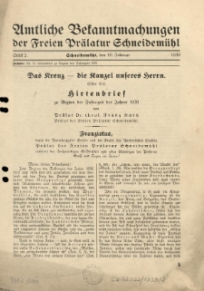 Amtliche Bekanntmachungen der Freien Pr&auml;latur Schneidem&uuml;hl. 1939.02.10 St&uuml;ck 2