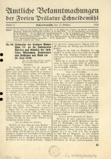 Amtliche Bekanntmachungen der Freien Pr&auml;latur Schneidem&uuml;hl. 1939.10.13 St&uuml;ck 12