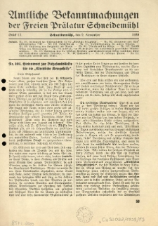 Amtliche Bekanntmachungen der Freien Pr&auml;latur Schneidem&uuml;hl. 1939.11.09 St&uuml;ck 13